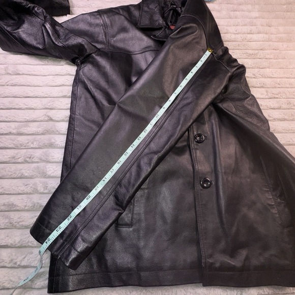 Men's Medium Black Soft Leather 4‎ Button Jacket Coat Matrix Grunge Metal Y2K - Picture 5 of 9